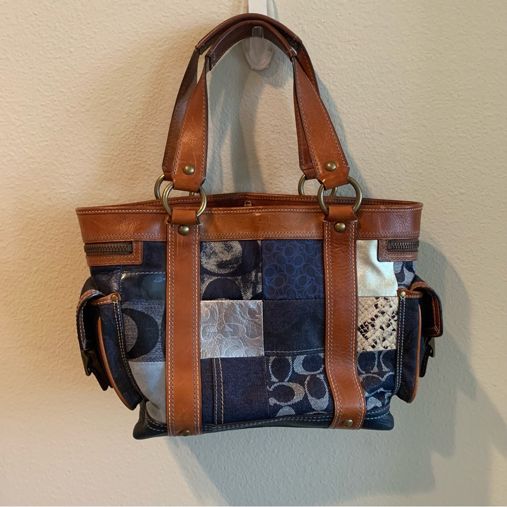 Coach Blue and Brown Denim Purse, not wallet